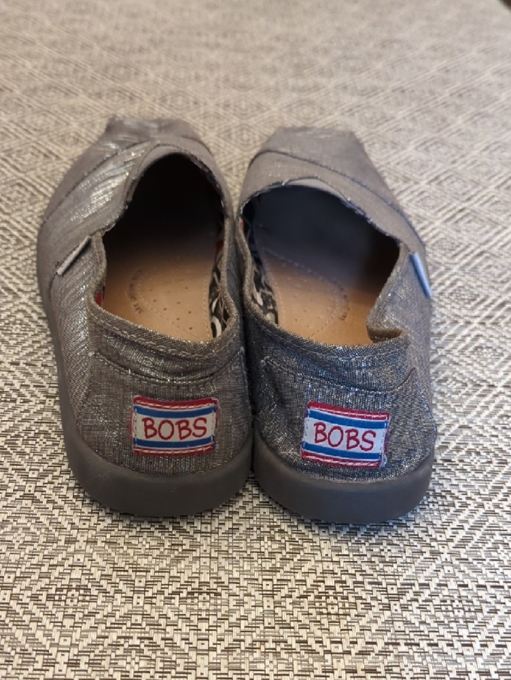 Skechers BOBS Shimmery Gray Slip-On Flats - Picture 5 of 5